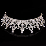 Aveuri Christmas Gift Silver Color Crystal Bride tiara Crown Fashion Pearl Queen Wedding Crown Headpiece Wedding Hair Jewelry Accessories Wholesale