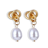 Aveuri Big Simulated bead Earrings 2023 For Women Lover Geometric Gold Round Heart Drop Dangle Earring Korean Statement Jewelry