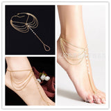 Aveuri New Beach Barefoot Sandal Jewelry Elegant Bride Sexy Women's Fashion Charm Layer Chain Link Crystal Beads Foot Anklet Bracelet