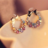Christmas Gift 2023 Fashion Crystal Earrings For Women Rhinestones Stud Earring Bow Earings Colorful Vintage Jewelry Christmas gift