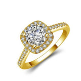 Aveuri  Cz Gold Color Diamond Ring for Women Bague Jaune Gemstone Bizuteria Engagement Jewelry Square Party Diamante S925 Silver