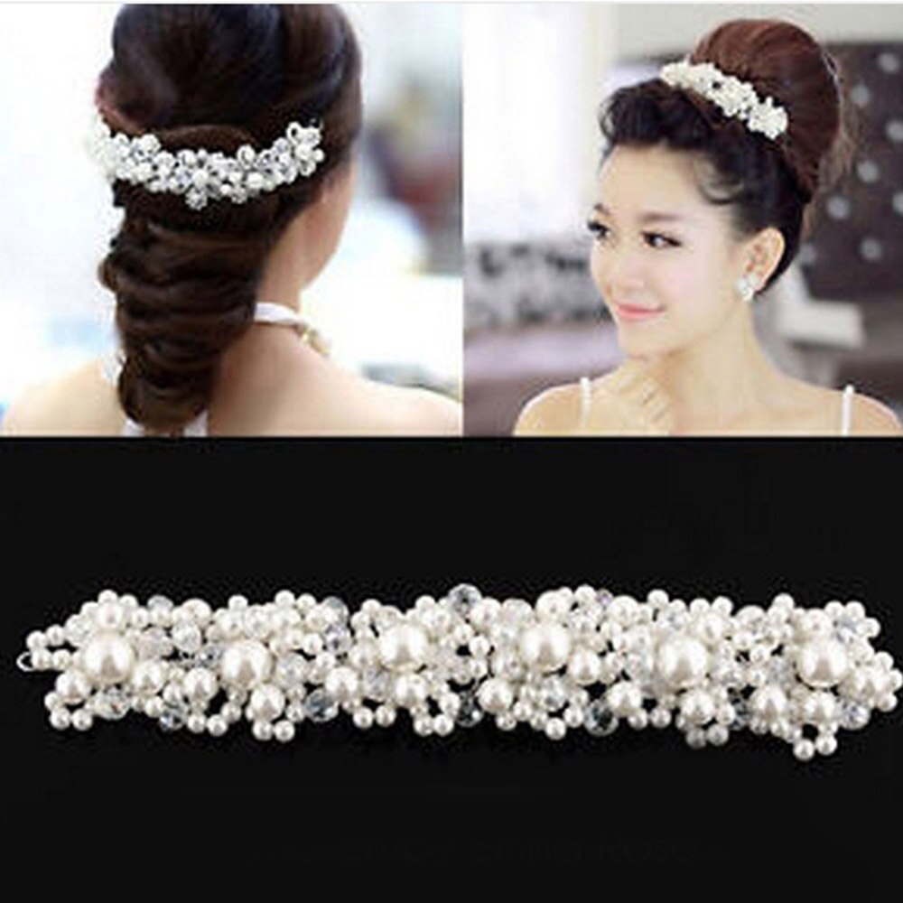 Graduation Gift Fashion Crystal Wedding Hair Accessories Handmade Floral Women Headband Pearl Headpiece Bridal Crown Hair Jewelry