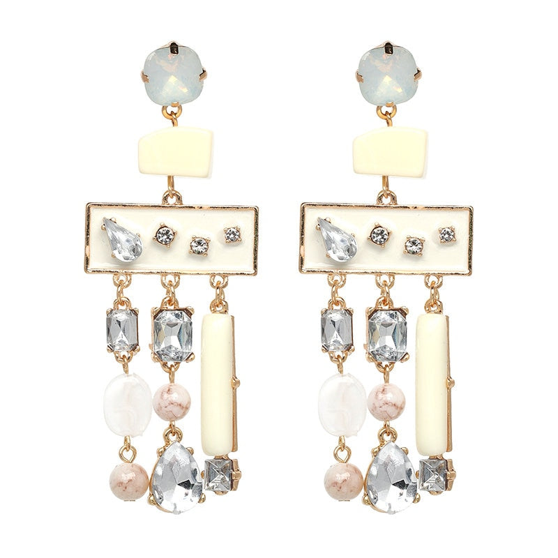 AVEURI  Trendy Vintage Crystal Stone Fringe Earrings For Women Statement Jewelry Long Drop Earrings Bijoux