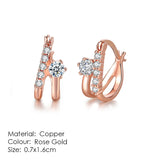 Aveuri  Stud Earrings For Women Classic Six Claw Clear AAA+Cubic Zirconia Rose Gold Color Fashion Jewelry For Girls KAE094