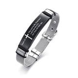 Custom Cross Men's Stainless Steel Bracelet Christian Lord's Prayer Personalized Adjustable Male Bangle Dropshipping
