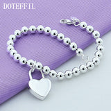 Aveuri Alloy Heart Lock 6mm Beads Chain Bracelets Jewelry Women Top Quality Lovers Bracelets Christmas Gift
