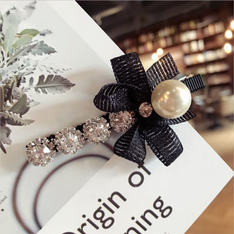 New high-end boutique hair accessories Korean version of the hand-studded super flashing bow duckbill clip hairpin hairpin women