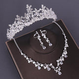 Aveuri 3PCS Opval Crystal Bridal Wedding Costume Jewelry Sets Necklaces Earrings Tiaras Sets Wedding Engagement Jewelry 2023 New