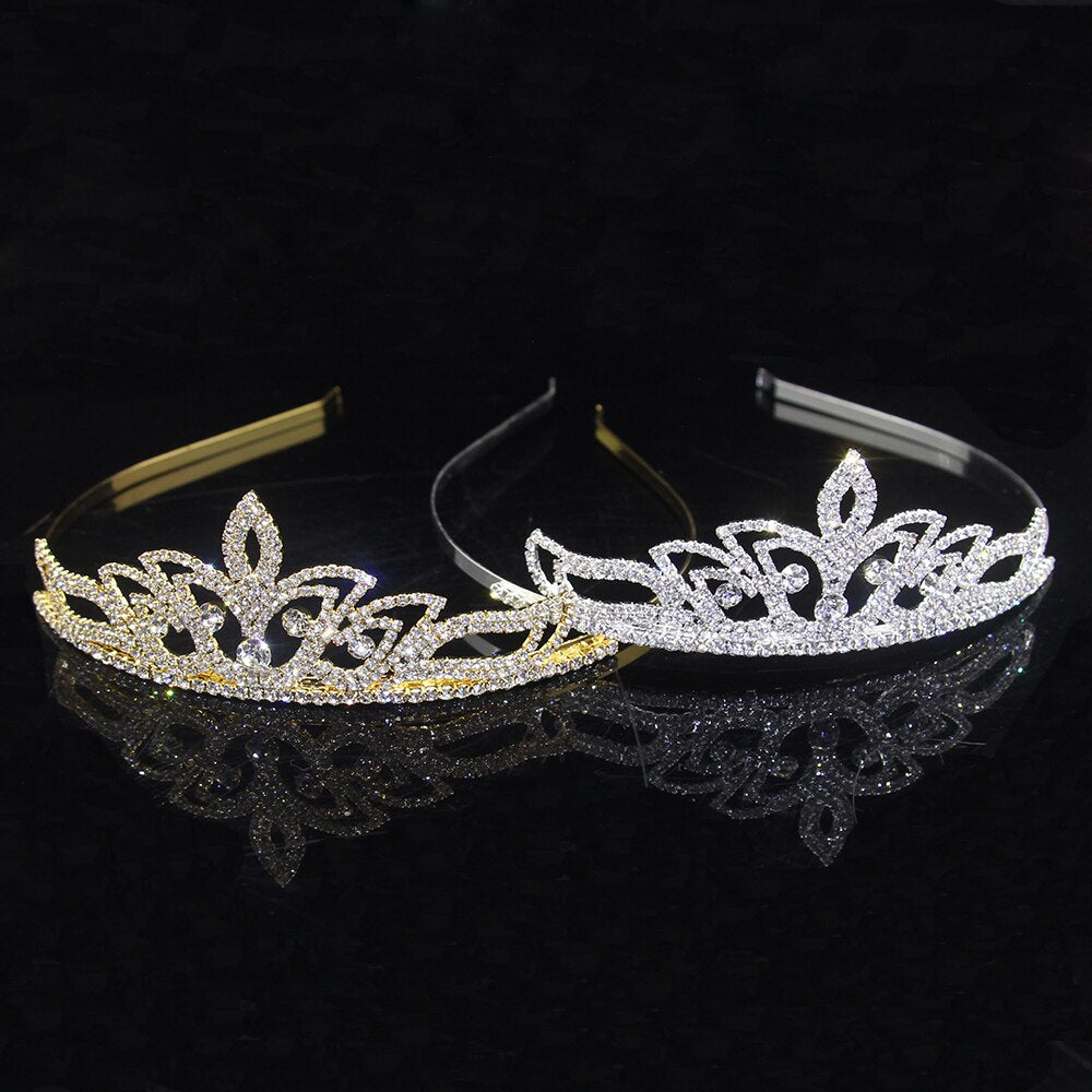 Gold Bridal Tiaras and Crowns Wedding Hairbands Rhinestone Crown Hair Accessories Women Fashion Hair Jewelry