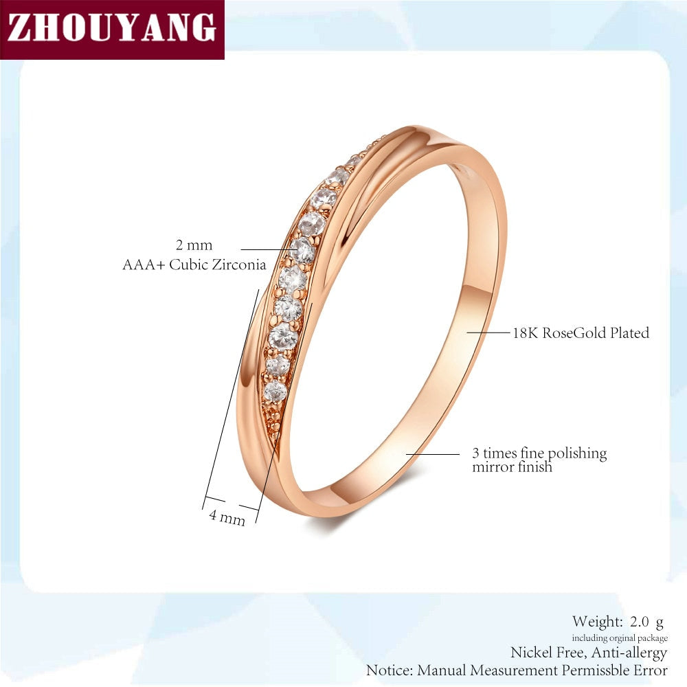 Aveuri Wedding  Ring For Women Lovers Simple Cubic Zirconia Rose Gold Color Fashion Jewelry  ZYR314 ZYR317