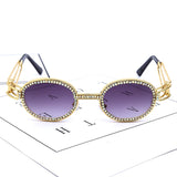 Aveuri Vintage Small Round Diamond Sunglasses Women Brand Designer Fashion Steampunk Colorful Rhinestone Shades UV400 Oculos