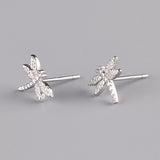 Christmas Gift Fashion Silver Color Prevent Allergy Dragonfly Stud Earrings for Women Girls Fashion Jewelry Pendientes