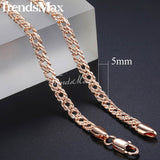 prom accessories prom accessories Trendsmax Necklaces for Women Men 585 Rose Gold Venitian Curb Link Chain Necklace 45cm 55cm 60cm Fashion Jewelry KGN453