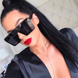Aveuri Oversized Square Sunglasses Women 2022 Luxury Brand Fashion Flat Top Red Black Clear Lens One Piece Men Gafas Shade Mirror UV400