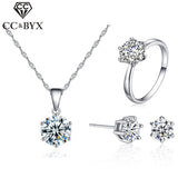 Christmas Gift Classic Jewelry Sets For Women Simple Cubic Zirconia Round Stone Lovers 3PCS Set Bridal Wedding Engagement Jewelry CCAS201
