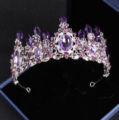 Noble Purple Crystal Bridal Jewelry Sets Necklaces Earrings Crown Tiaras Set African Beads Jewelry Set Wedding Dress Accessories