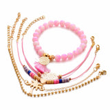 AVEURi 2023 Bohemia Pineapple Heart Bracelet For Women Handmade Weave Pink Beads Strand Bracelets Pulseras Mujer Tassel Jewelry Gifts