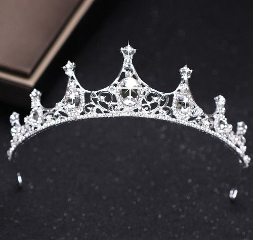 Aveuri Christmas Gift Luxury Silver Color Rhinestone Wedding Tiara Crown Pearl Queen Diadem Bride Crown Headpiece Wedding Hair Accessories Tiara