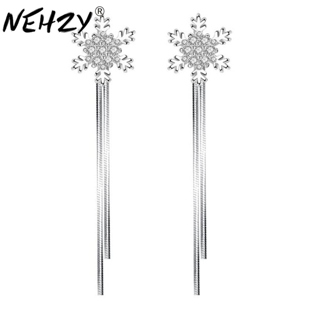 Christmas Gift alloy new Jewelry New Woman fashion snowflake hanging style exaggerated in the long female Drop Earrings