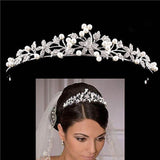 Aveuri Crystal Pearl Bridal Wedding Tiaras And Crowns Bridal Hair Accessories Wedding Hair Jewelry Rhinestone Tiara Bride Headpiece