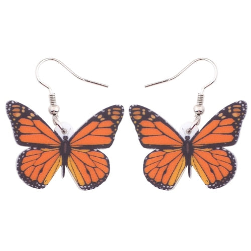 Christmas Gift Acrylic  Drop Dangle Long Insect Monarch Butterfly Earrings For Women 2017 New Fashion Jewelry Spring Summer Accessories