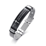 Custom Cross Men's Stainless Steel Bracelet Christian Lord's Prayer Personalized Adjustable Male Bangle Dropshipping