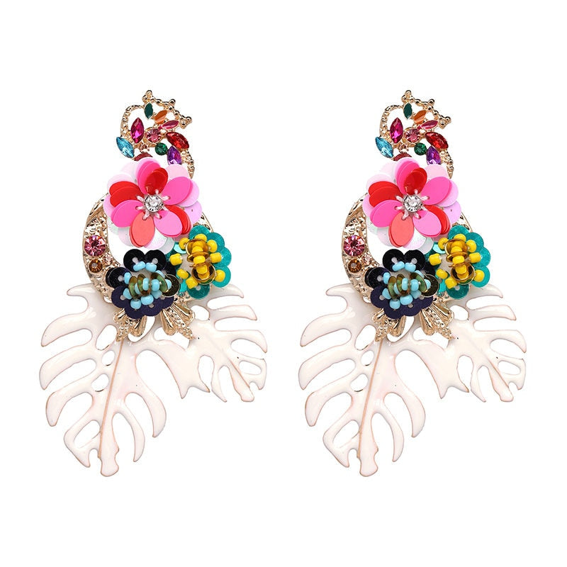 AVEURI  Fashion Jewelry Leaves Drop Earrings For Women Multicolored Dangle Earrings Accessories Brincos