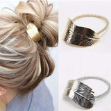 Aveuri 1PC Women Lady Leaf Hair Band Rope Headband Elastic Ponytail Holder Party Vacation Hairband