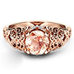 Aveuri Rose Gold Color Series Wedding Rings With Shiny Champagne AAA Cubic Ziron Fashion Hollow Out Pattern Band Women Jewelry