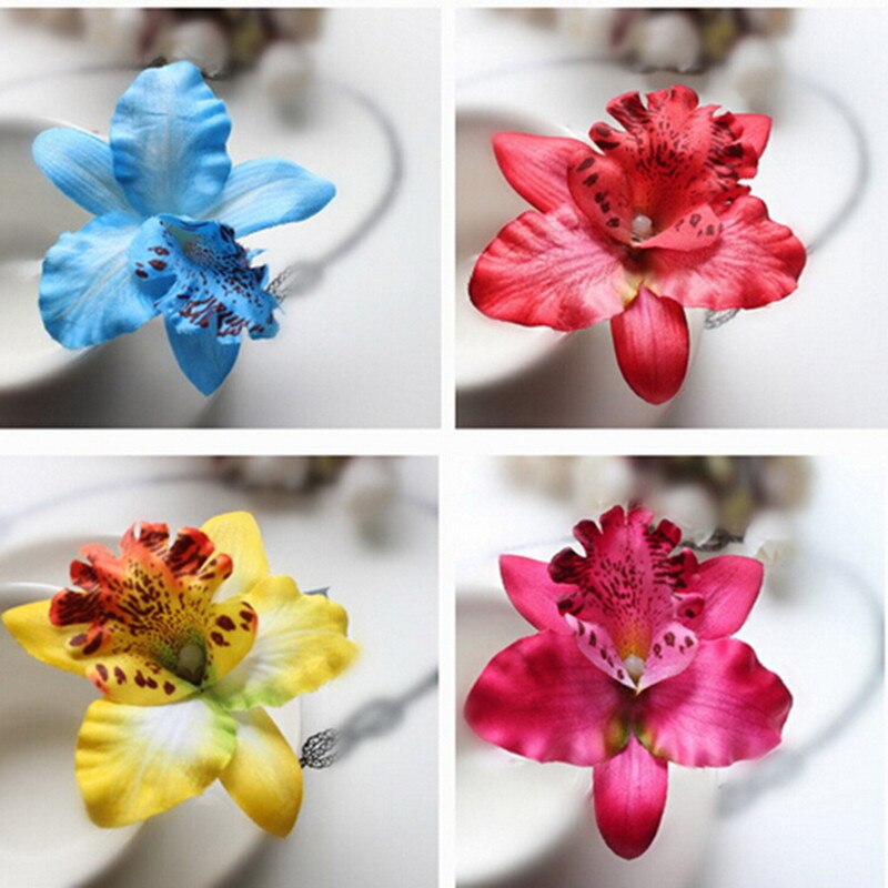Aveuri New Fashion 6 Colors Choosed Bohemia Style Orchid Peony Flowers Hair Clips Hairpins for Women Hair Accessories for Beach