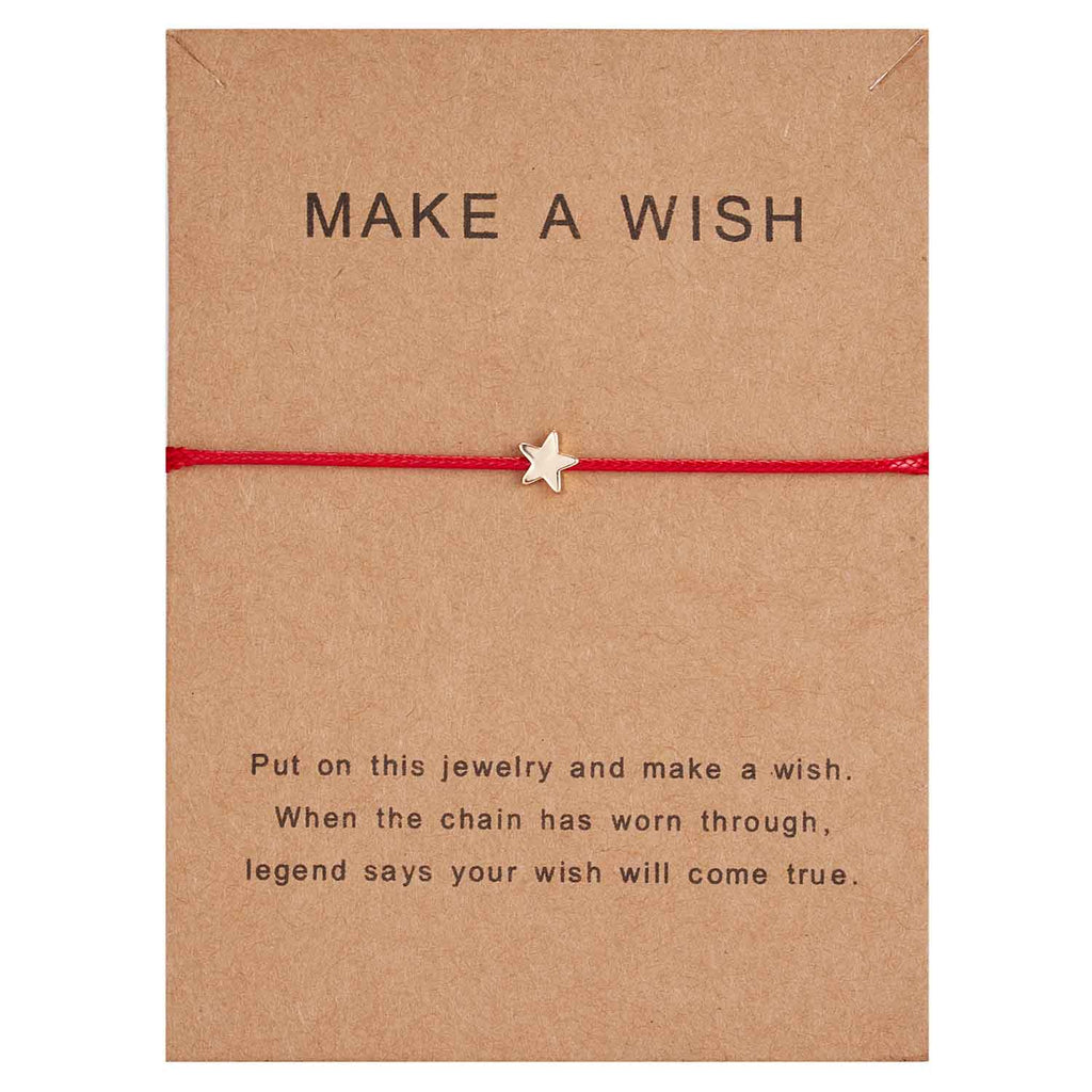 Christmas Gift Make a Wish Crown Five-stars Cross Heart Woven Paper Card Bracelet Adjustable Lucky Red String Bracelets Femme Jewelry