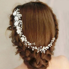 Graduation Gift Fashion Crystal Wedding Hair Accessories Handmade Floral Women Headband Pearl Headpiece Bridal Crown Hair Jewelry