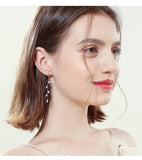 Christmas Gift 100% Solid Real  Crystal Leaf Tassel Drop Earrings for Women Girls pendientes brincos eh962