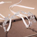 Aveuri Christmas Gift Fashion New Crystal Silver Color Tiara Crowns Leaf Rhinestone Wedding Headbands Hairbands Bridal Women Hair Jewelry Dropshoping