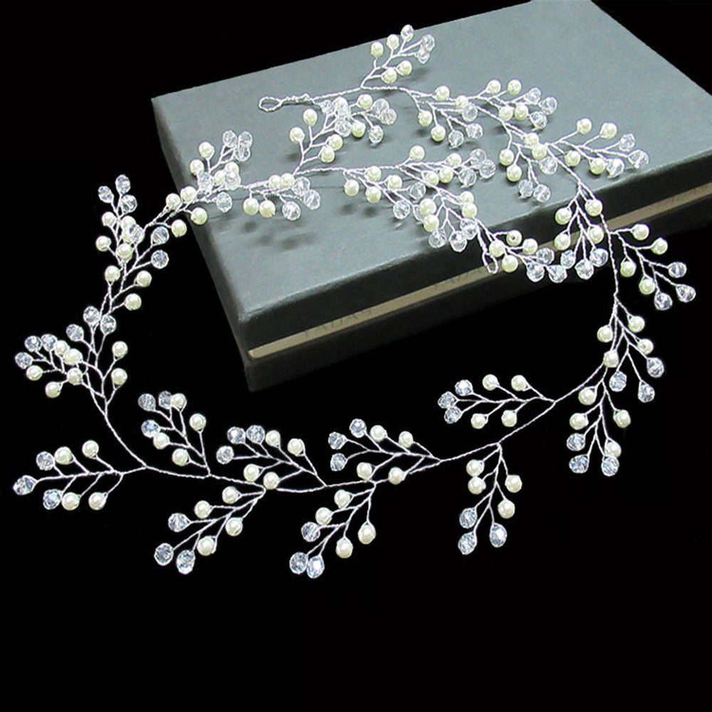 Graduation Gift Fashion Crystal Wedding Hair Accessories Handmade Floral Women Headband Pearl Headpiece Bridal Crown Hair Jewelry