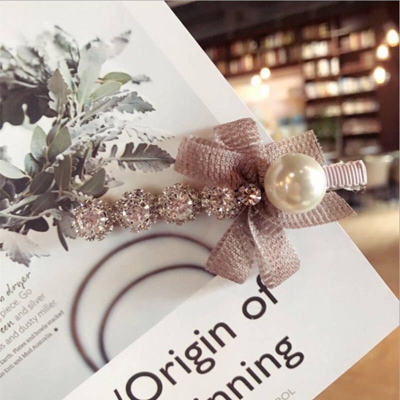 New high-end boutique hair accessories Korean version of the hand-studded super flashing bow duckbill clip hairpin hairpin women