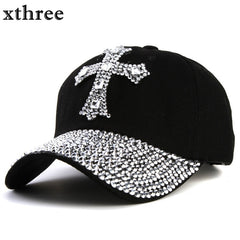 Christmas Gift New black Rhinestone baseball cap Fashion Hip hop Cap Men Women's Baseball Caps Super Quality Unisex  Hat Free Shipping