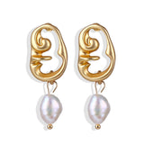 Aveuri Big Simulated bead Earrings 2023 For Women Lover Geometric Gold Round Heart Drop Dangle Earring Korean Statement Jewelry