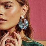 AVEURI  Trendy Summer Acrylic Dangle Drop Geometric Earrings Colorful Resin Geometric Earring Fashion Jewelry