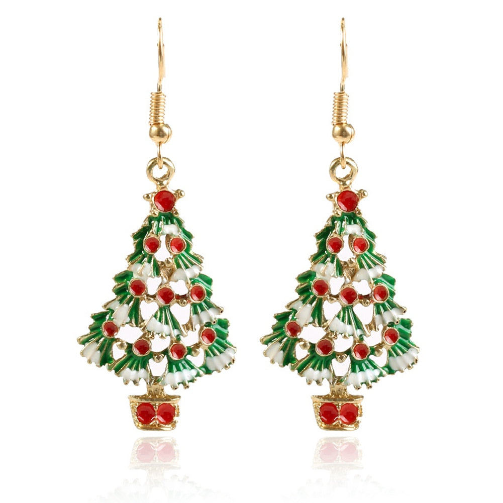 Christmas Gift New Trendy Statement Christmas Tree Earrings For Women Santa Claus Snowman Drop Earrings Jewelry Girls Christmas Gifts Wholesale