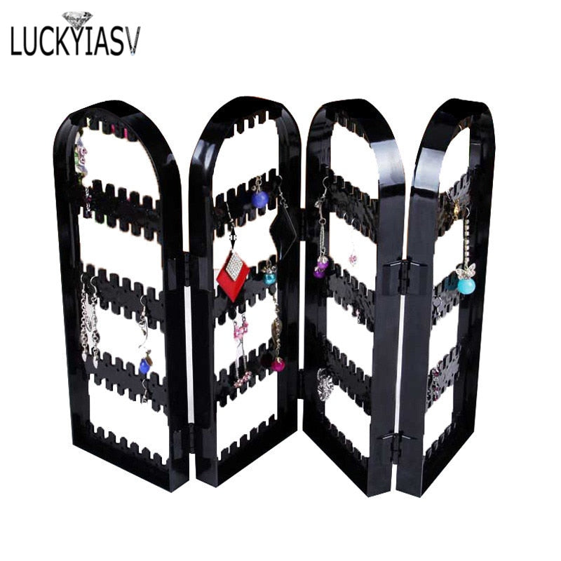 Christmas Gift Clear 120/180/240/360 holes Plastic Earrings Studs Display Rack Folding Screen Earring Jewelry Display Holder Storage For Stud