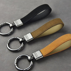 Aveuri Leather Car Key Chain Frosted Top Leather Spring Coil Key Pendant Gift