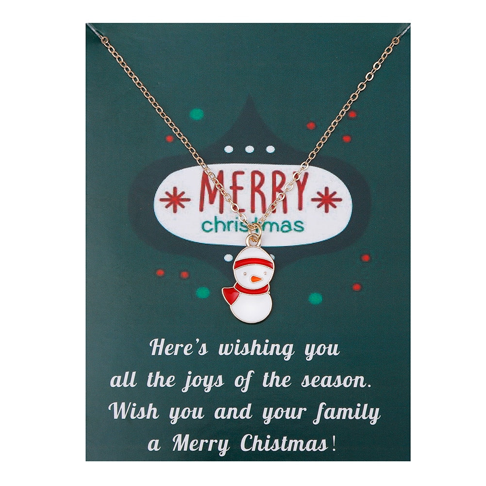 Christmas Gift Fashion Jewelry Christmas Ornaments Drip Oil Snowman Pendant Necklace