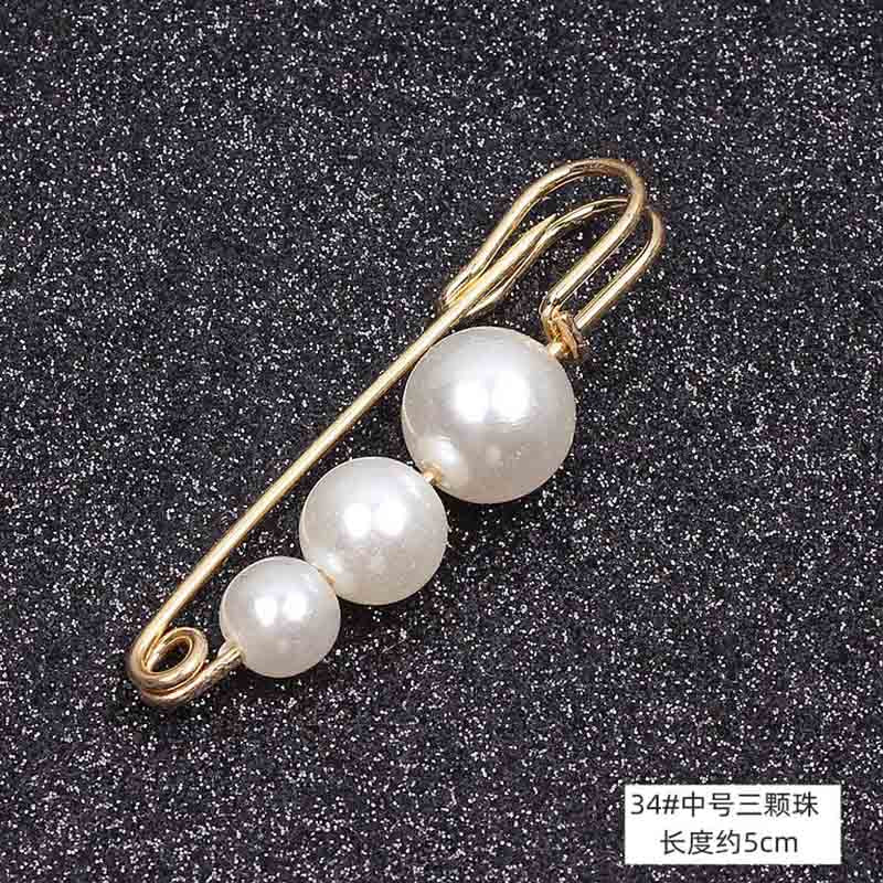 Lapel Pin Women Simulated-Pearl Pendant Pins Crystal Rhinestone Brooch For Woman Scarf Buckle Clips Hat Clothes Multipurpose Pin