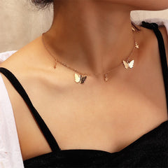 LATS Butterfly Choker Necklace For Women Gold color Chain Statement Collar Female Chocker Best Shining Jewelry Party 2023 New