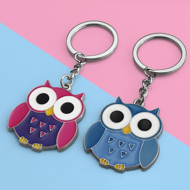 Aveuri New Cute Animal Trinket Keyrings Owl Keychain For Women Cartoon Oil Painted Metal Keyfob Fashion Jewelry Chaveiro Gift