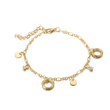 Aveuri Charm Shiny Crystal Pendant Anklet Set White Beads Fine Gold Anklets Multilayer Geometric Pendant Foot Chain jewelry 8616