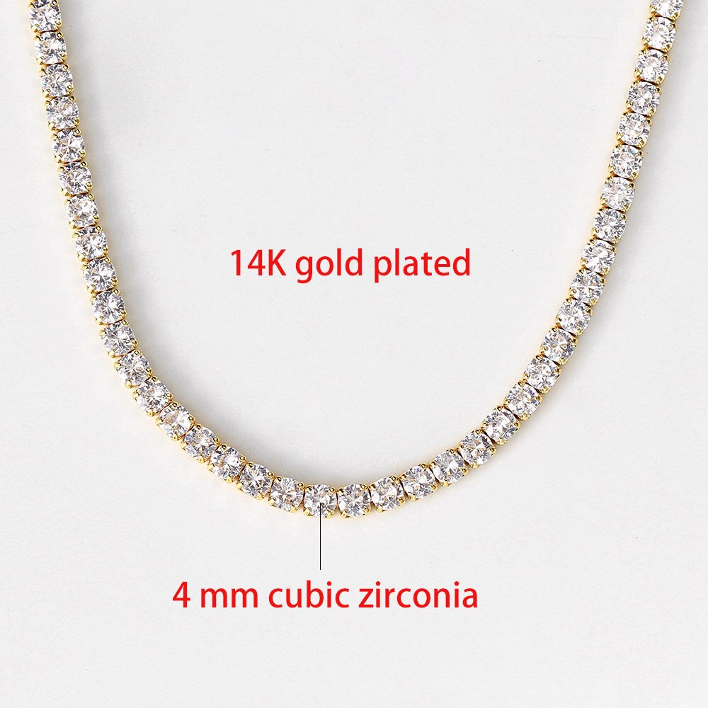 Aveuri Choker Tennis Chain Necklace For Women Luxury AAA+ Cubic Zircon Short Iced Out Hip Pop Neck Accessories Jewelry OHN016