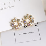 Aveuri Cubic Zircon Stud Earrings Round Knot-Bow Snowflake Brinco For Women Cute Trendy Crystal Earrings Jewelry Girls Gift