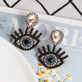 AVEURI  Ethnic Turkish Eye Beads Tassel Dangle Earrings For Women Boho Exaggerate Statement Jewelry Crystal Earring